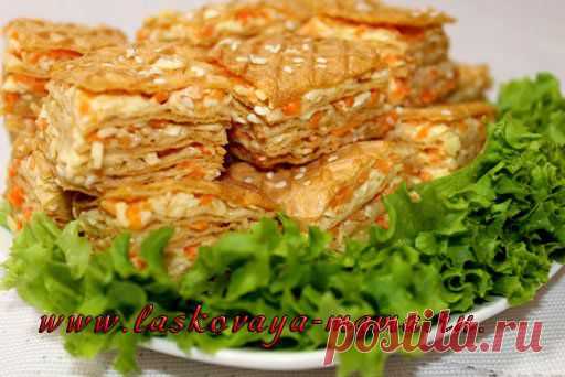 Закуска из вафельных коржей