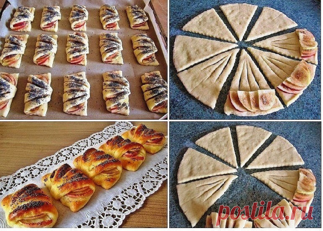 Конвертики с яблоками из творожного теста | Самые вкусные кулинарные рецепты