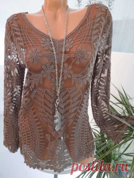 SEXY Netz TUNIKA Transparent Bluse 36 38 40 BLOGGER SHIRT Schlamm Braun SPITZE | eBay