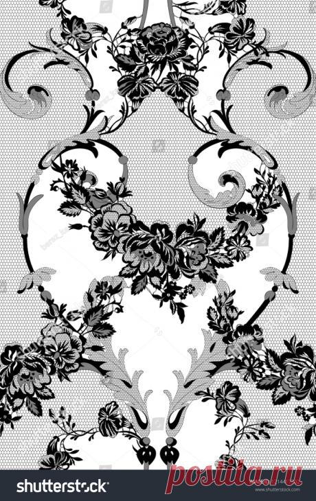 Стоковая векторная графика «Floral Lace Seamless Pattern» (без лицензионных платежей), 1214417302: Shutterstock