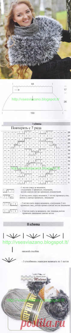 ВСЕ СВЯЗАНО. ROSOMAHA.: Тёплое"меховое" оплечье спицами для куртки или свитера с вырезом.