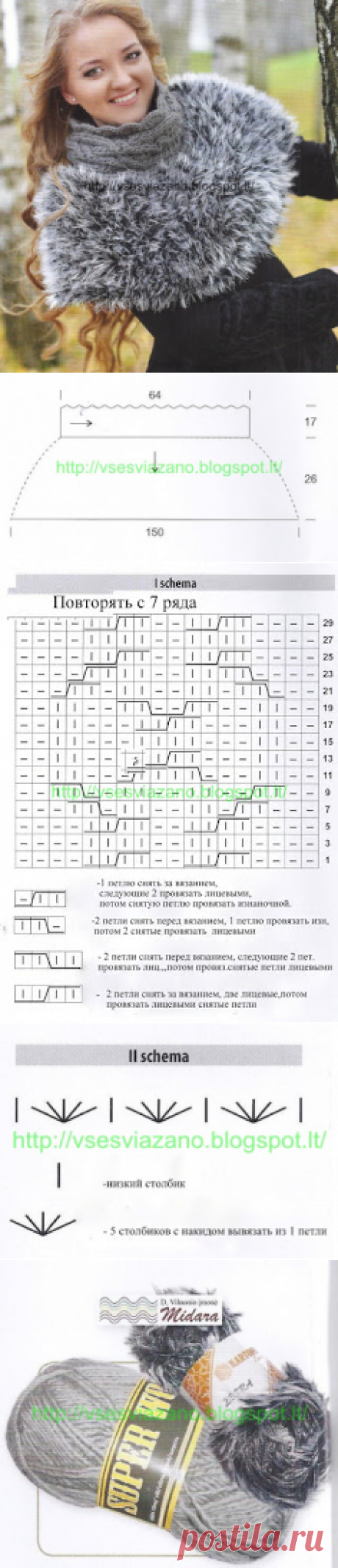 ВСЕ СВЯЗАНО. ROSOMAHA.: Тёплое&quot;меховое&quot; оплечье спицами для куртки или свитера с вырезом.