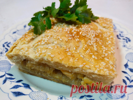Пирог с капустой и яйцами из слоёного теста. Вкуснейшая домашняя выпечка! | Вкусные встречи | Дзен