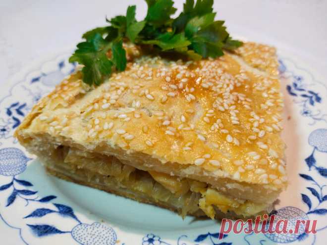 Пирог с капустой и яйцами из слоёного теста. Вкуснейшая домашняя выпечка! | Вкусные встречи | Дзен