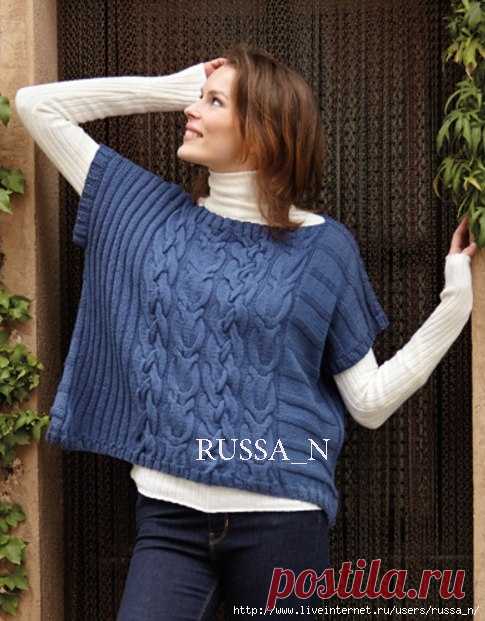 Пончо-пуловер спицами