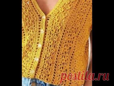 АЖУРНАЯ КОФТОЧКА КРЮЧКОМ МК