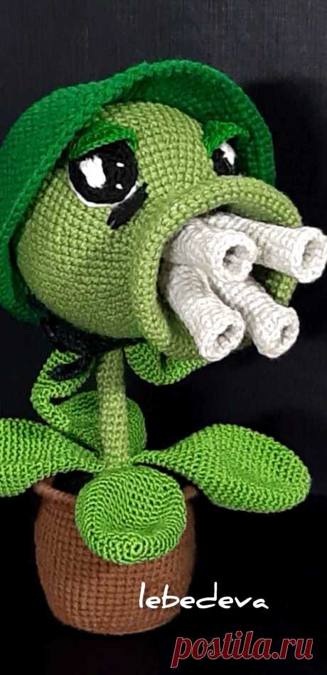 PDF Горохомёт крючком. FREE crochet pattern; Аmigurumi toy patterns. Амигуруми схемы и описания на русском. Вязаные игрушки и поделки своими руками #amimore - персонаж из игры &quot;Растения против зомби&quot;.