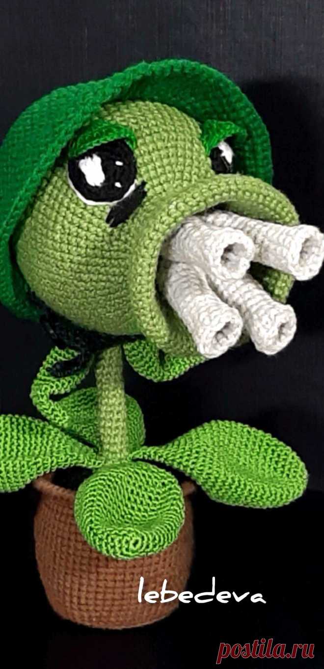PDF Горохомёт крючком. FREE crochet pattern; Аmigurumi toy patterns. Амигуруми схемы и описания на русском. Вязаные игрушки и поделки своими руками #amimore - персонаж из игры "Растения против зомби".