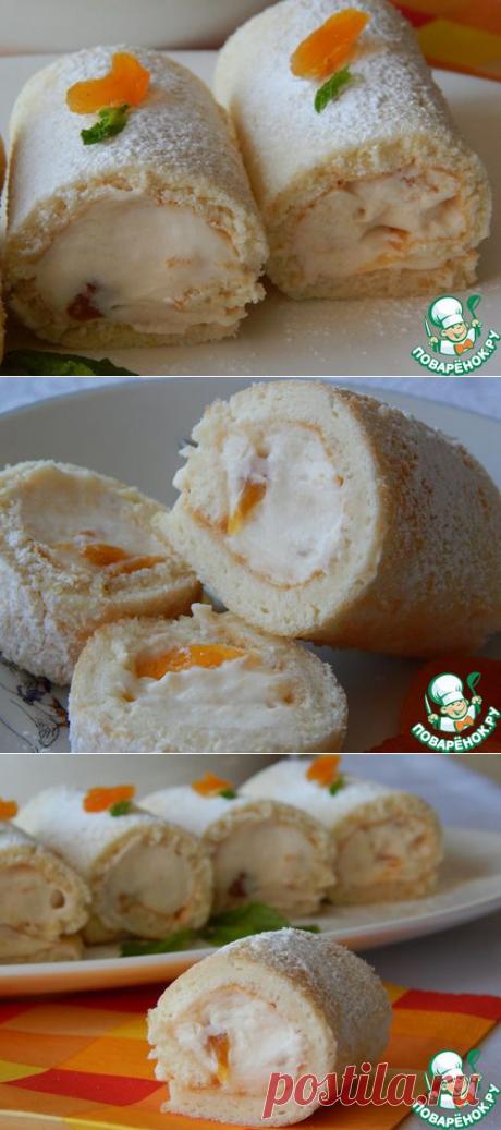 Рулетики со взбитыми сливками и абрикосовым джемом - кулинарный рецепт