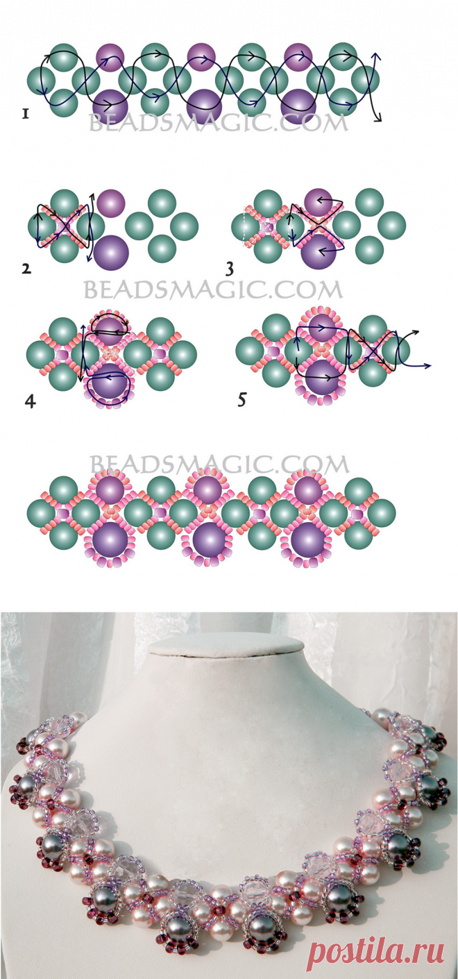 Free pattern for necklace Katherine | Beads Magic | Perles | Patterns, Necklaces and Beads