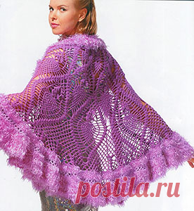Вязание и вышивка, рукоделие - Волшебные палочки - Статьи: Шаль-пелерина с "меховой" оторочкой