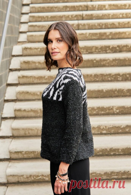 Elegant Women's Black-and-White Jacquard Pullover: Comprehensive Knitting Guide