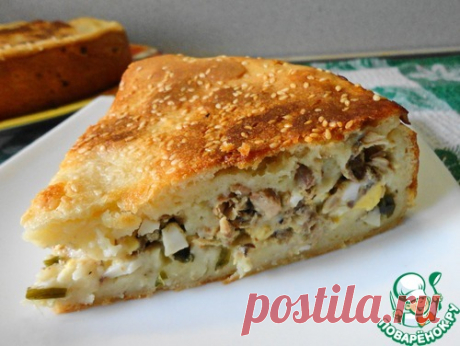 Пирог &quot;Весенний&quot; с сайрой, яйцами и луком.