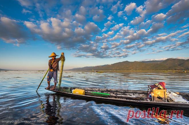 Необычные рыбаки-клоуны на озере Инле. Бирма