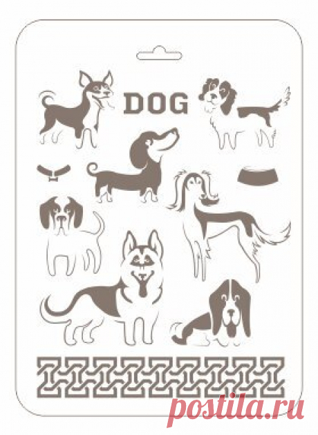 Трафарет Романтика - &quot;Dog&quot;  Трафарет многоразового использования. 31х22см. Россия
