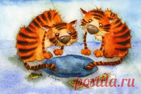 Солнечно-акварельные коты Виктории Кирдий