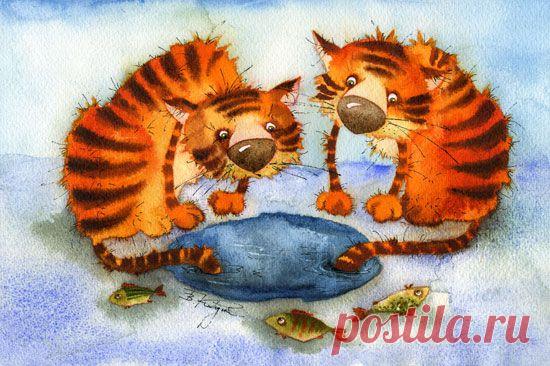 Солнечно-акварельные коты Виктории Кирдий