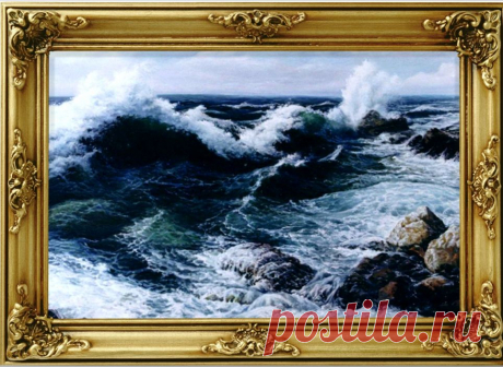 Морская галерея. Бирюзовый прибой. Холст масло.