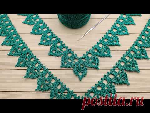 УГЛОВАЯ ажурная КАЙМА простое ВЯЗАНИЕ КРЮЧКОМ для начинающих Crochet Border for Doily Tablecloth