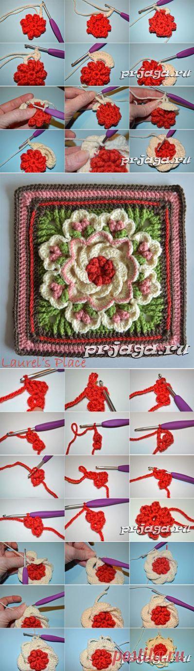 Вязаный цветок - мотив «Тропический восторг»