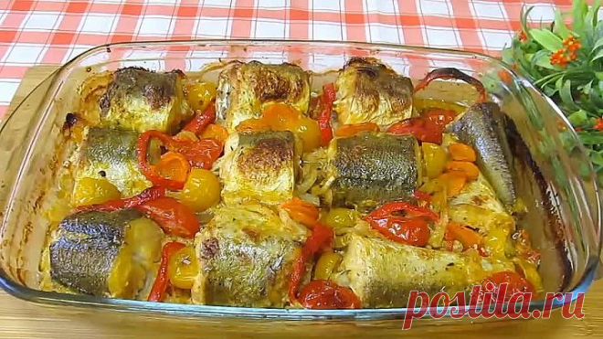 ВКУСНАЯ РЫБКА с овощами в духовке! Самая СОЧНАЯ!