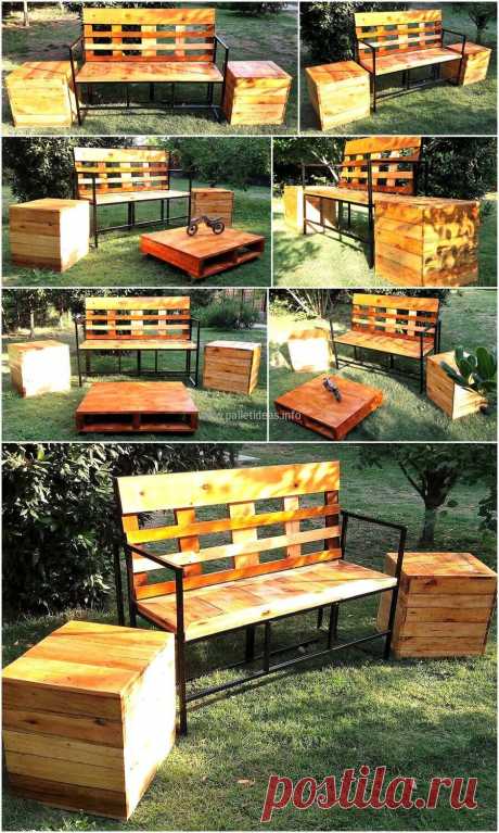 Reclaimed Pallets Garden Furniture Set | Pallet Ideas