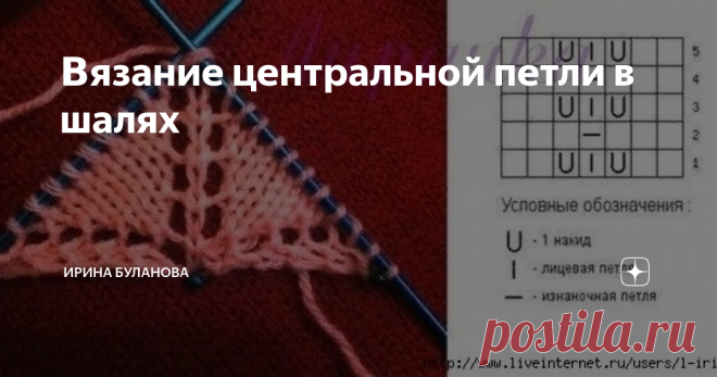 Βязание центральной петли в шалях