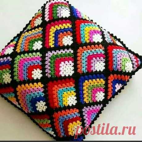 Наволочка из квадратных мотивов крючком. Схема квадрата. / knittingideas.ru