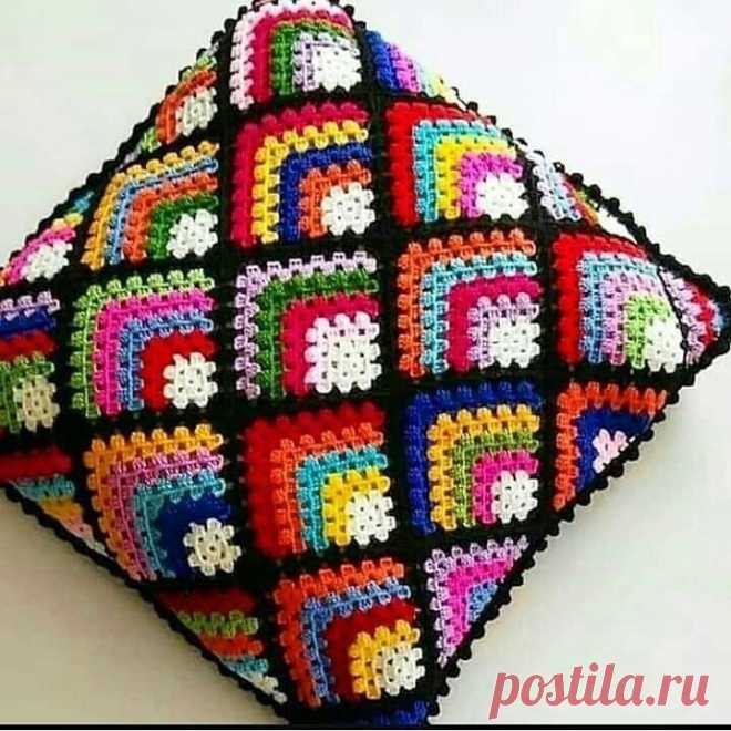 Наволочка из квадратных мотивов крючком. Схема квадрата. / knittingideas.ru