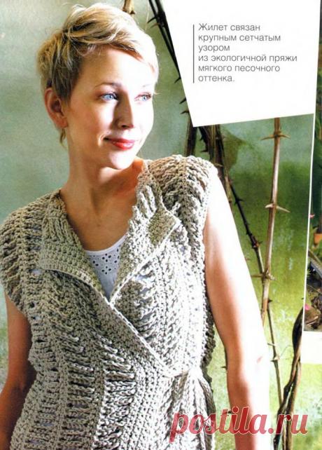 Ажурные жилеты крючком: схемы и описания, для полных, длинный, черный