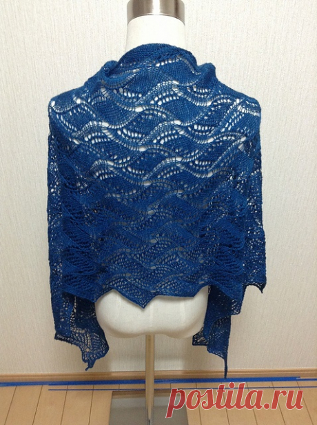 Ажурный палантин спицами. Схема. / knittingideas.ru