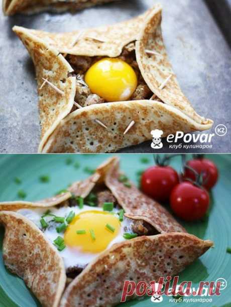 Яйцо в блине — Рецепт приготовления с фото — Закуски, Омлеты