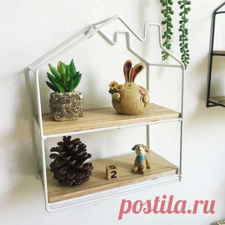 Wooden wall mounted shelf chimney house hanging storage shelf floating rack book holder bookshelf home office decor Sale - Banggood.com
