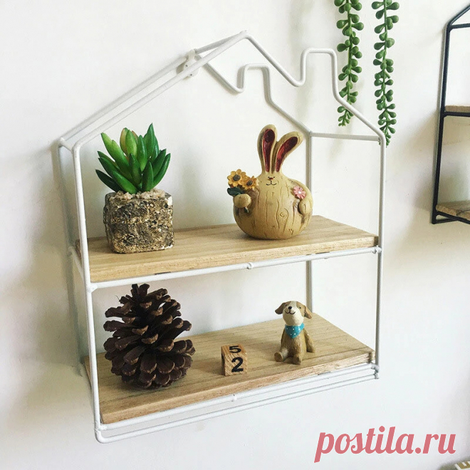 Wooden wall mounted shelf chimney house hanging storage shelf floating rack book holder bookshelf home office decor Sale - Banggood.com