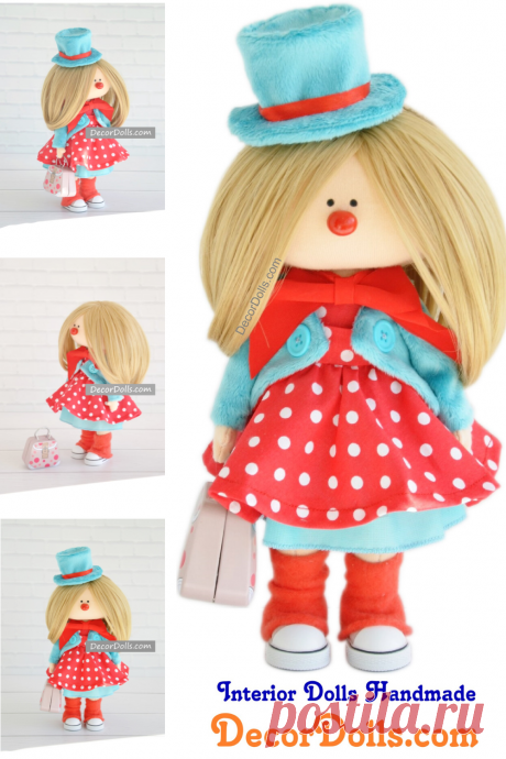 Clown Art Doll, Circus Clown Doll, Handmade Nursery Doll, Tilda Soft C – Decor Dolls