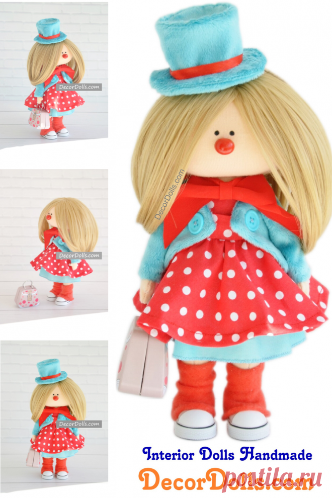 Clown Art Doll, Circus Clown Doll, Handmade Nursery Doll, Tilda Soft C – Decor Dolls