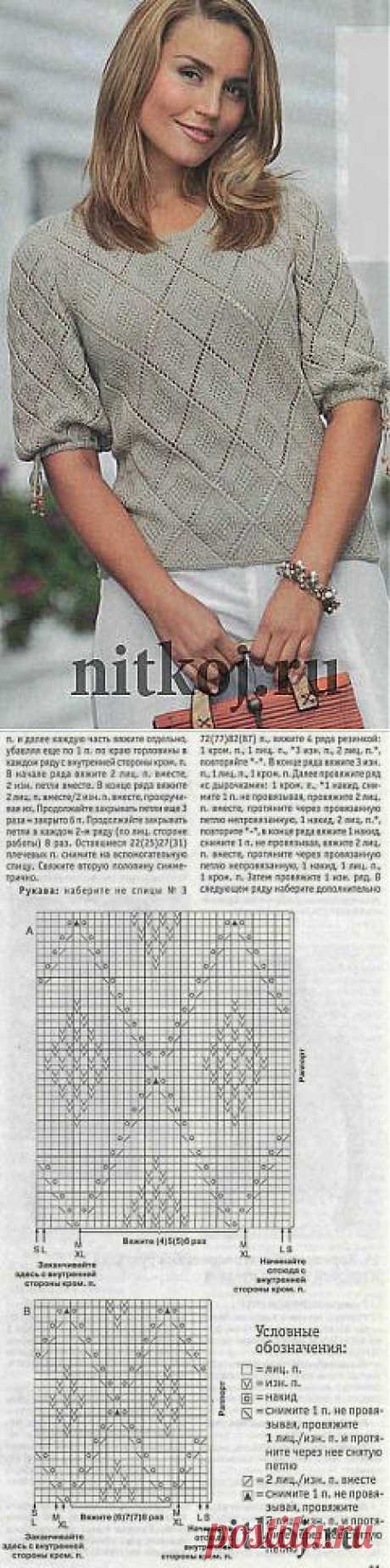Кофточка спицами с коротким рукавом » Ниткой - вязаные вещи для вашего дома, вязание крючком, вязание спицами, схемы вязания