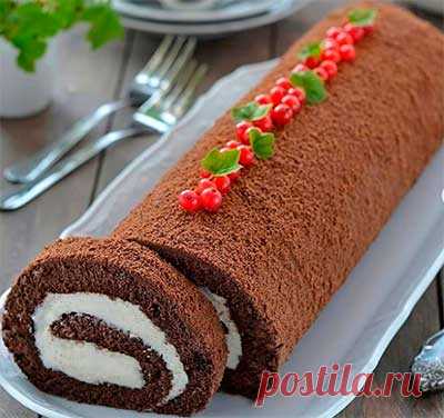 Бисквитный шоколадный рулет с творожным кремом: фото, рецепт, ингредиенты