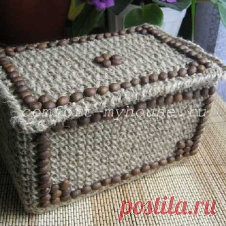 Шкатулка крючком из шпагата