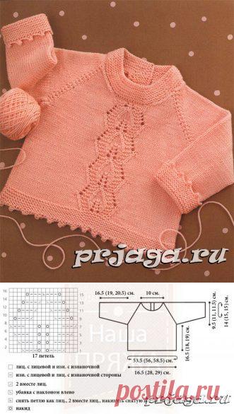 Детская кофточка вязаная с ажурной вставкой