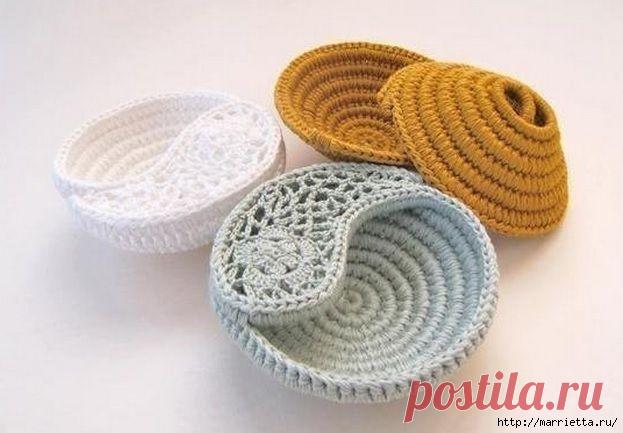 Оригинальные вазочки из веревки