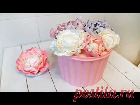 Быстрый цветок на торт  Пошагово. Нежный ПИОН (Моя флористика) / How to Make Sugar Flowers