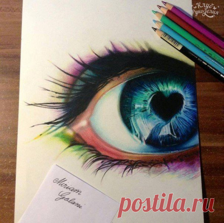 Рисунок цветными карандашами, круто?❤ / Рукоделие