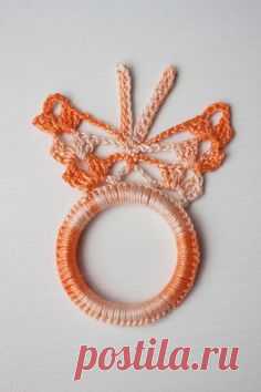 Orange Crochet Napkin Rings, Crochet Napkin Holders, Table Decor, Wedding Decoration, Lacy Table Holder, Set of 4