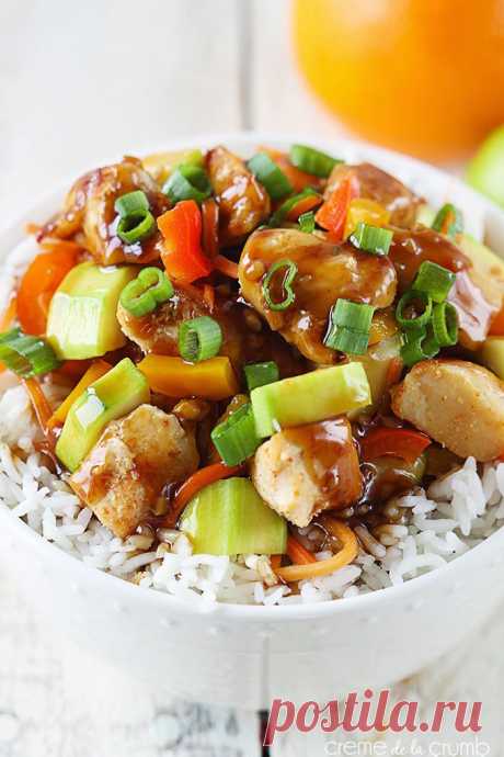 Цыпленок в соусе Терияки и гарниром из риса