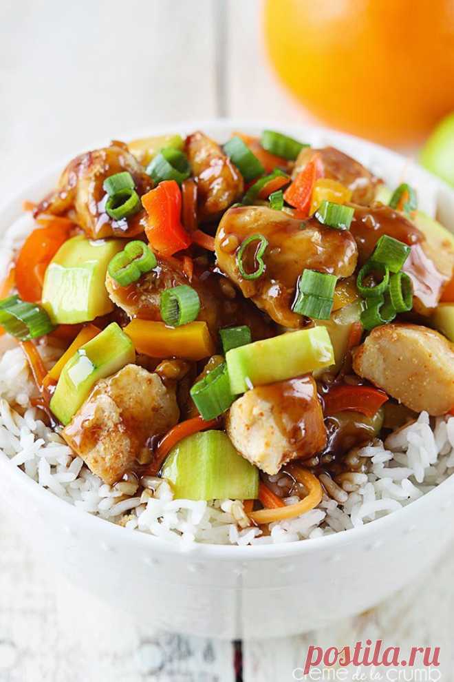 Цыпленок в соусе Терияки и гарниром из риса