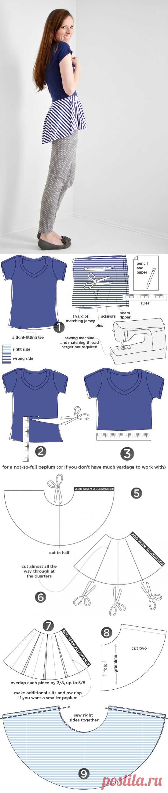 Футболка с необычной баской (Diy) / Футболки DIY / ВТОРАЯ УЛИЦА