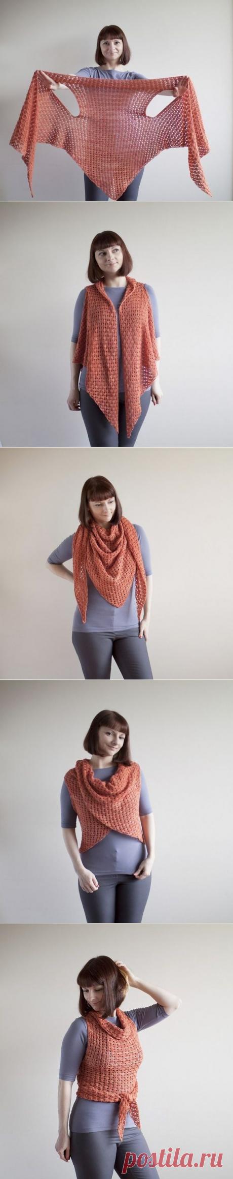 Вязаная шаль-трансформер