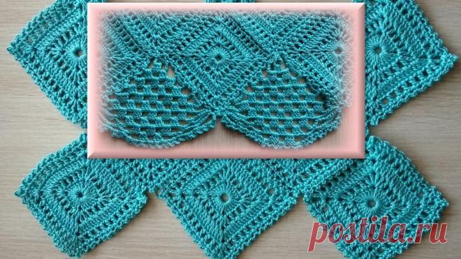 Квадратный мотив крючком, который можно увеличивать до нужного размера | Мастерская 