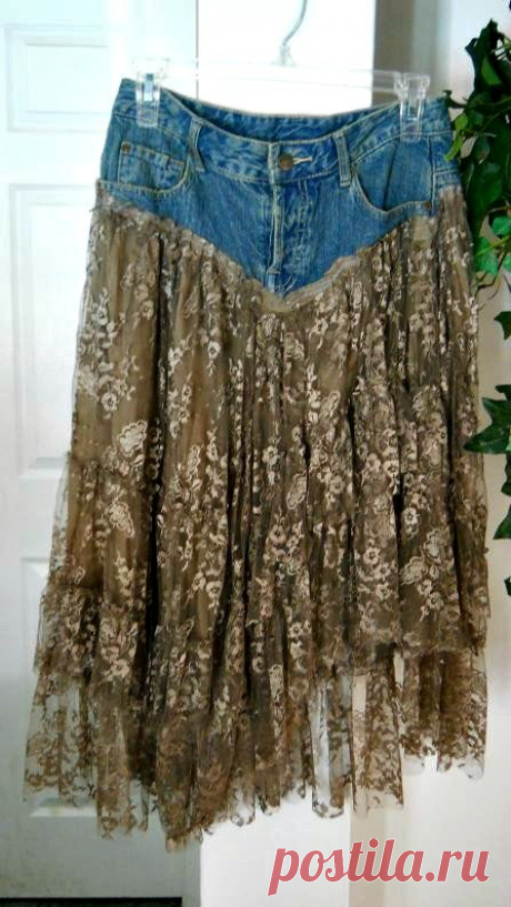 Belle Bohémienne bohemian jean skirt ruffled от bohemienneivy